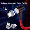 A05M12 90 Degree Durable L-shape Magnetic Data Cable Fast Charging 3 in 1 Charging Cable 1M for Phone Accessories
