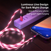 A09M01 540 Degree Rotation 3 In 1 Luminous Glow Flowing Mobile Phone Cable Wholesale Magnet Charger Cable