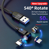A01M05 Updated 5pin 540 Degree Magnetic Cable 3 in 1 Pack Fast 3A Charging Data Sync Nylon Braided Cable 1M2M Compatible