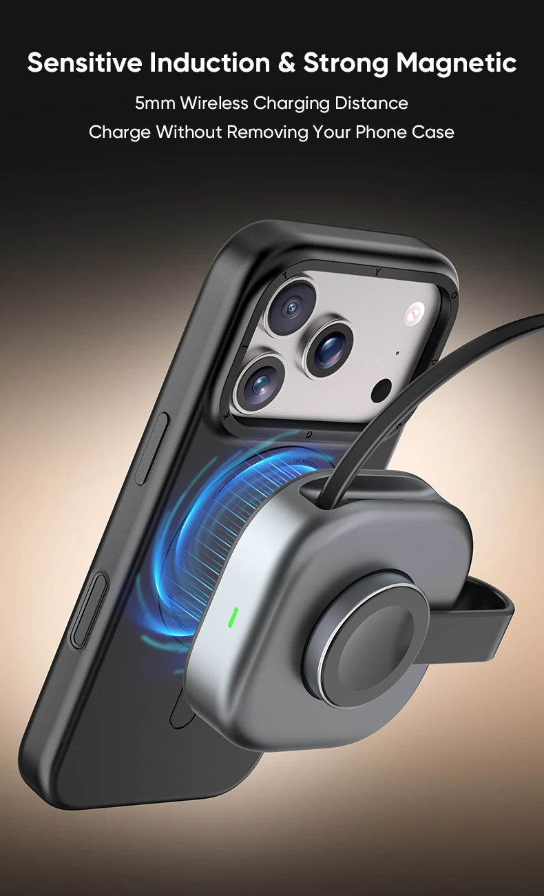 YW14 strong magnetic wireless charger charging through phone case