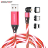 A03M05 Upgraded LED Glow Flowing Magnetic Charging Cable Luminous Fast Charging And Data Transfer 3 in 1 Cable