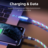 LED Flowing Light TPE Glowing Fast Charging 540 Degree Rotating Mobile Phone Luminous Charging Data Cable