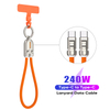 0.3m 1.2m Charing Lanyard Cable Phone Wrist & Neck Strap 5A 240W Data Cable Lanyard