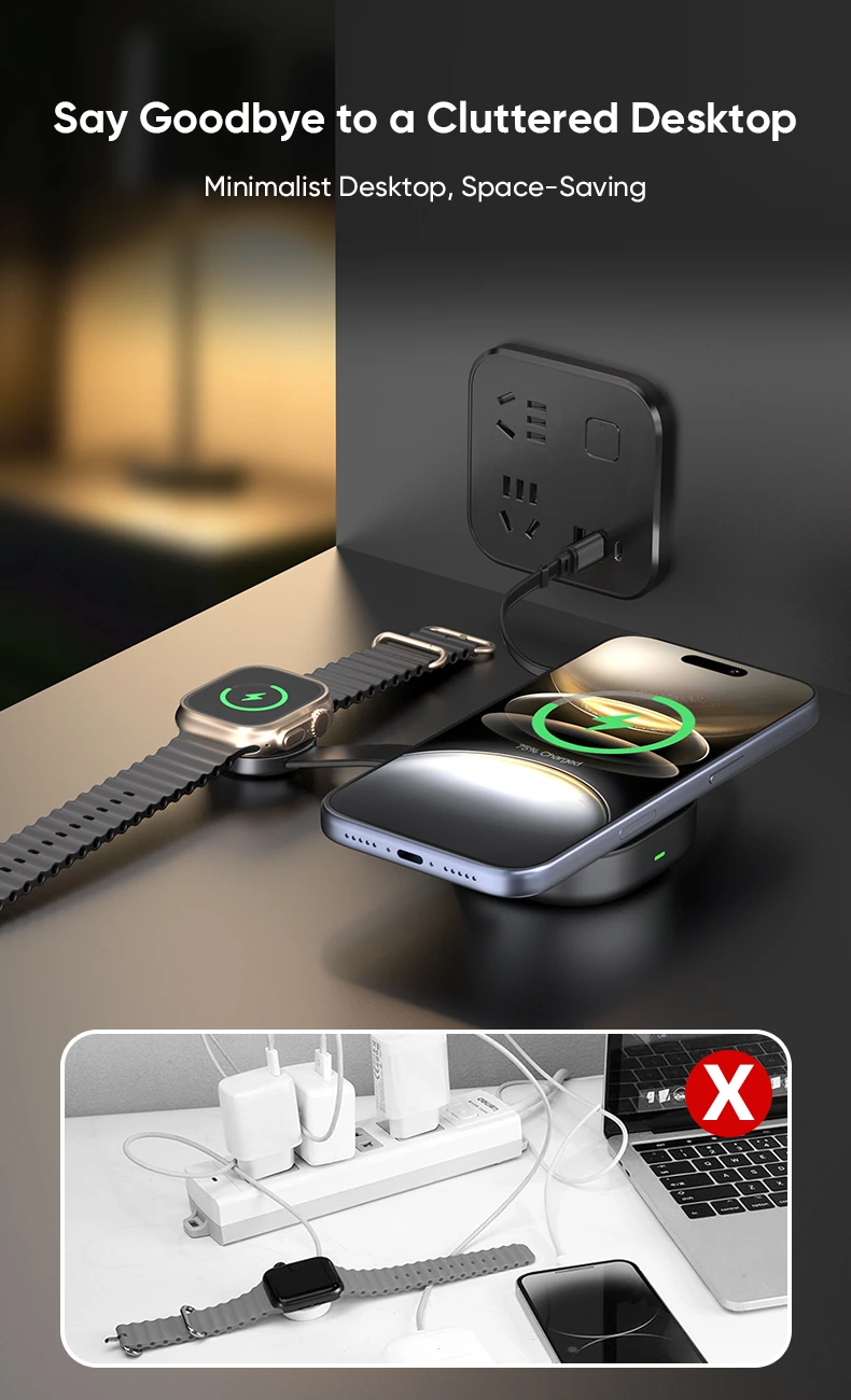 YW14 compact wireless charging station for a tidy desk