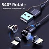 A07M01 New Cell Phone USB Charger 540 Degree Rotation Moon Shape LED Charger 3 in 1 Charging Magnetic Cable