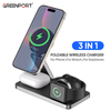 Multifunctional 3 in 1 Wireless Magnetic Charger 15W Foldable Stand Up Fast Charging Station For IPhone Airpods And App Watch