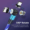 A03M05 540 Degree Flowing Led Luminous Glow Flowing Magnetic Charging 3 in 1 Cable 3A Data Cable