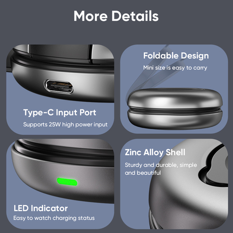 Super Mini 3 in 1 magnetic Wireless Charger Folding Inductive Charging Station 15W Fast Charger