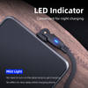 180 Degree Free Rotation Mobile Phones Fast USB Charging Cables USB Charger Data Cable LED Light Cable for Gaming Charging