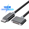 28V 5A USBC to Maf-safe 3 Siver Black Color Nylon Braide Laptops Charging Cable