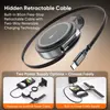 YW13 wireless charger with 80cm built-in retractable USB-C cable
