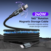 240W 540° Rotation Self Winding Type C To USB-C 5A Fast Charging Data Cable