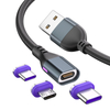 16pin 3.3ft 6.6ft Nylon Braided Phone Laptop Cord 3 in 1 USB Magnetic 5A Fast Charging Data Cable