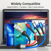Custom Box 1.2m USB & Type C Multiple Device Charging Cable 6 in 1 Nylon Braided Cord With Mico USB USBC 3 Heads