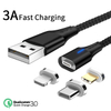 2020 New Coming original 3A Nylon Braided mobile phone charger micro usb cable magnetic charging cable
