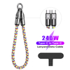 Phone Lanyard 240W Type C Charging Cable Braided Anti-lost Rope Fast Charging C To C Data Cord Phone Case Wrist Strap