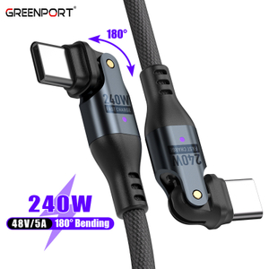 5A 240W Type-C Cable | 180 Adjustable C To C Phone Charger Cord Quick Fast Charging & Data For Phones & Laptops