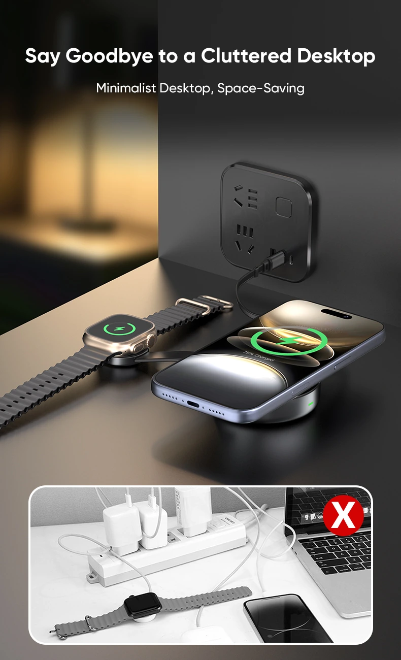 YW13 compact wireless charging station for a tidy desk