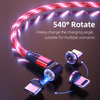 A09M01 540 Degree Rotation 3 In 1 Luminous Glow Flowing Mobile Phone Cable Wholesale Magnet Charger Cable