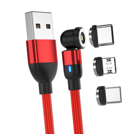 Greenport 1pin 540 Rotation 3 in 1 Magnetic Charging Cable With LED Indicator