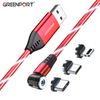 A09M01 540 Degree Rotation 3 In 1 Luminous Glow Flowing Mobile Phone Cable Wholesale Magnet Charger Cable