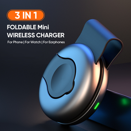 3 in 1 Foldable Wireless Mini Charger For Magnetic Portable 15W Fast Charging Stand Desktop Charging Station