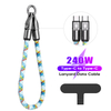 240W C To C Charging & Data Cable | Multifunction 2 in 1 Mobile Phone Wrist Neck Strap Lanyard 5A Type-C Phone Charger Cable