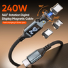Greenport 9pin 540° 240W Digital Display 3 in 1 Phone Laptop 5A Fast Charging Data Cable