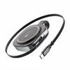 YW14 wireless charger with retractable cable pulled out