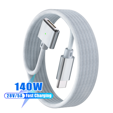 Magnet-Safe 3 USBC Type C 140W 5A Fast Charging Cable for Macbook Laptops