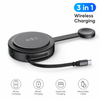 QI2.2 Retractable Mini 3 in 1 Round Wireless Charger