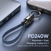 240W C to C Keychain Lanyard 22cm Phone Laptops Charging & Data Cord Type-C to USB-C 2 in 1 Phone Accessories