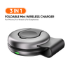 3 in 1 Foldable Wireless Mini Charger For Magnetic Portable 15W Fast Charging Stand Desktop Charging Station